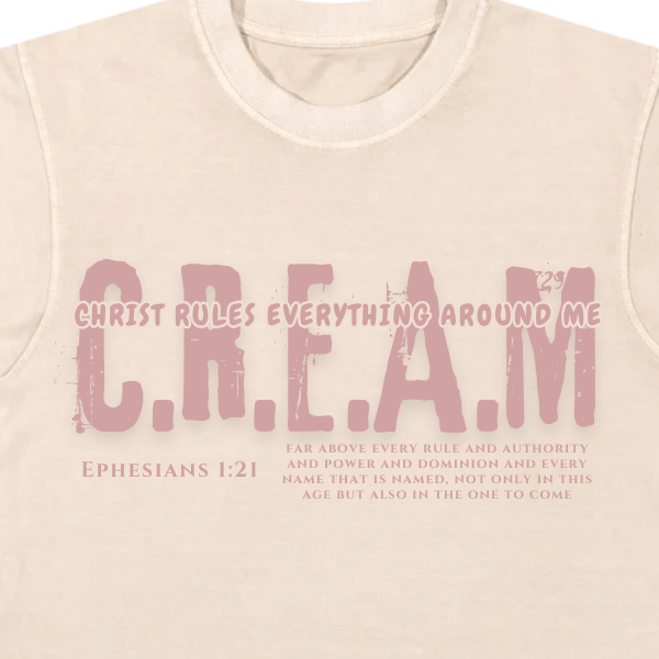Oversized - CREAM Tee - Beige/Muave