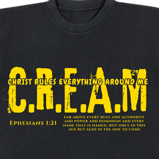 Oversized - CREAM Tee - Black/Yellow