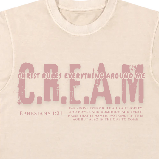 Oversized - CREAM Tee - Beige/Muave