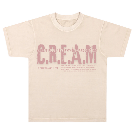 Oversized - CREAM Tee - Beige/Muave
