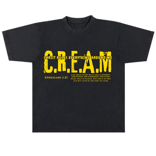 Oversized - CREAM Tee - Black/Yellow