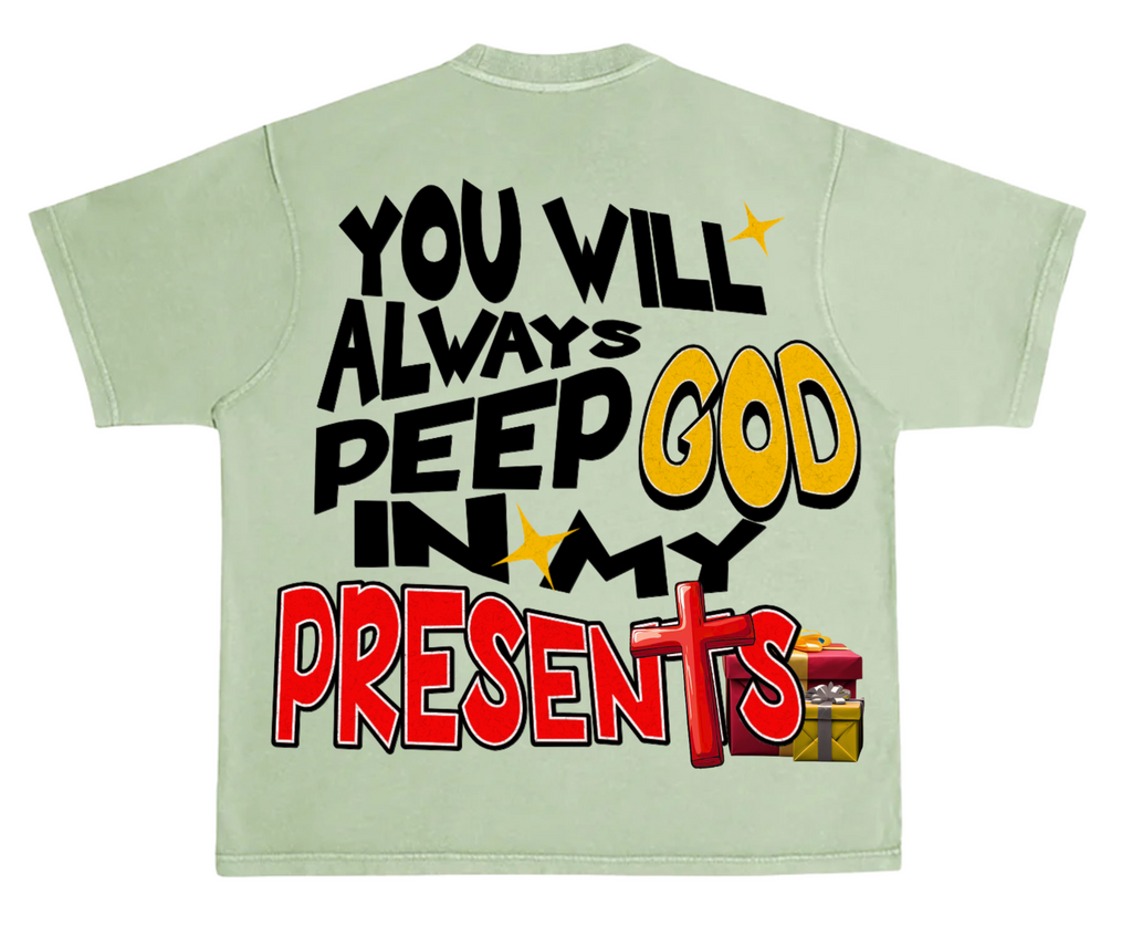 Over sized - God's Presents Tee - Olive